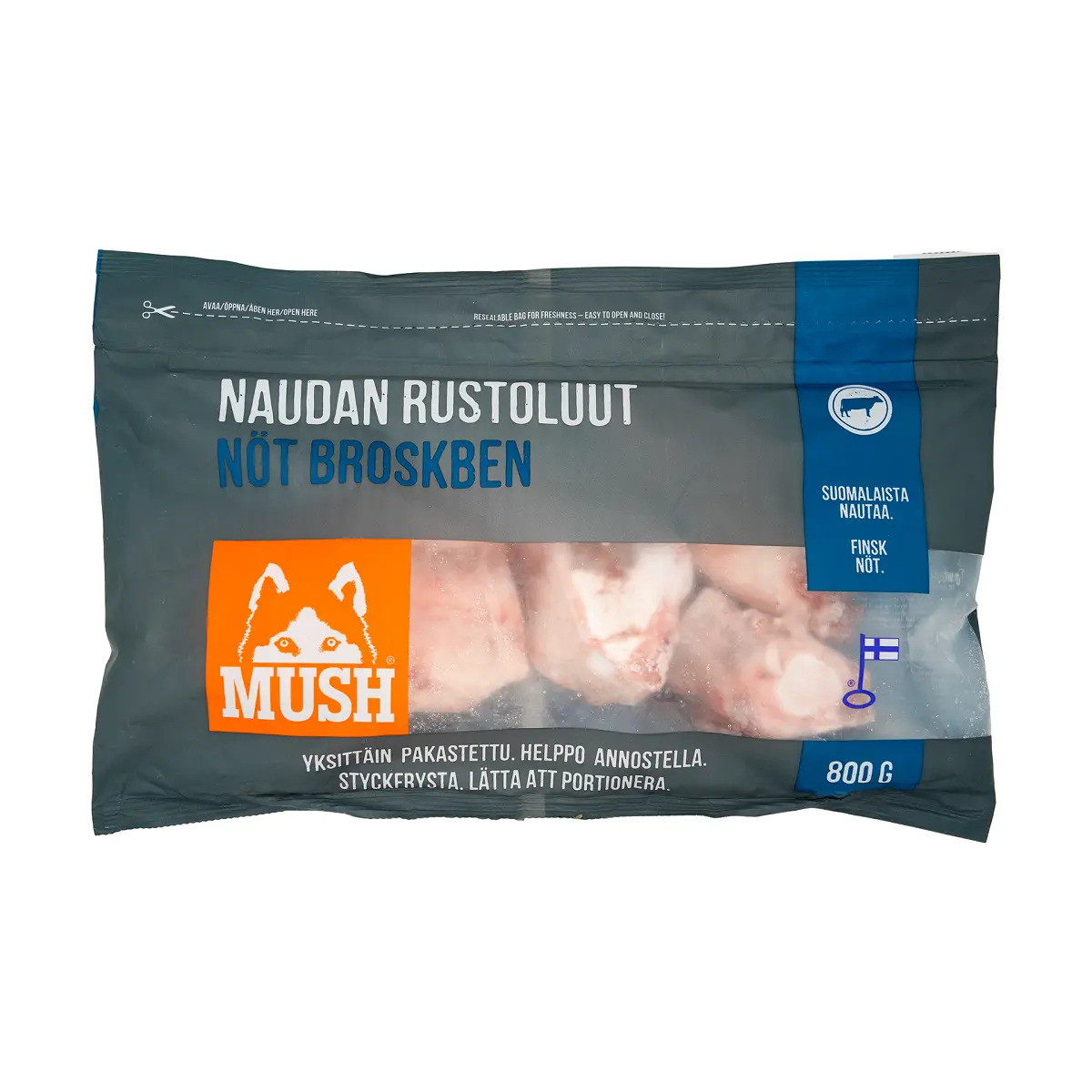 MUSH Basic Okse Bruskben 800 g - Naturlige snacks til hunde